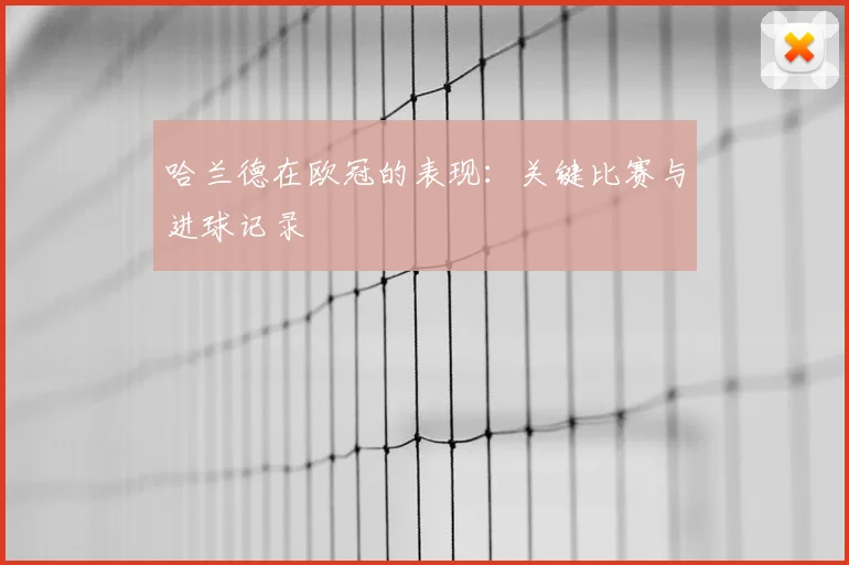 哈兰德在欧冠的表现:关键比赛与进球记录